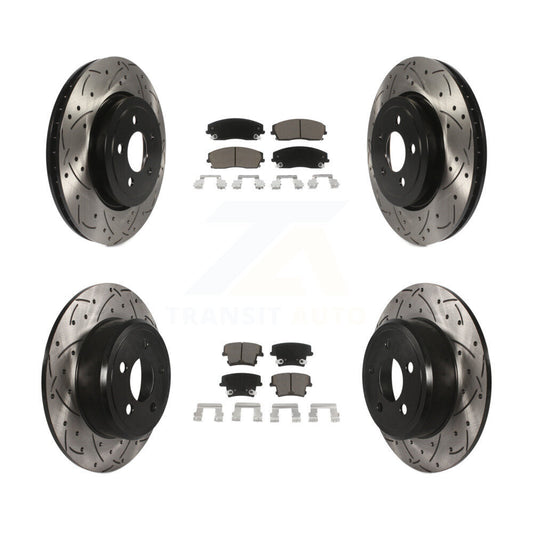 [Avant + Arrière] Kit de disque (percé rainuré revêtu) et plaquette (céramique) de frein pour 2015-2018 Dodge Charger RWD avec 3.6L avec 345mm Diameter Rotor KDC-100968