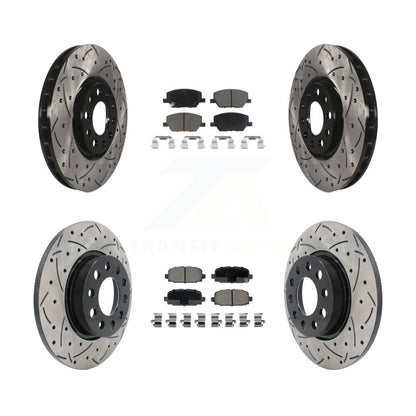 [Avant + Arrière] Kit de disque (percé rainuré revêtu) et plaquette (céramique) de frein pour Jeep Compass KDC-100969
