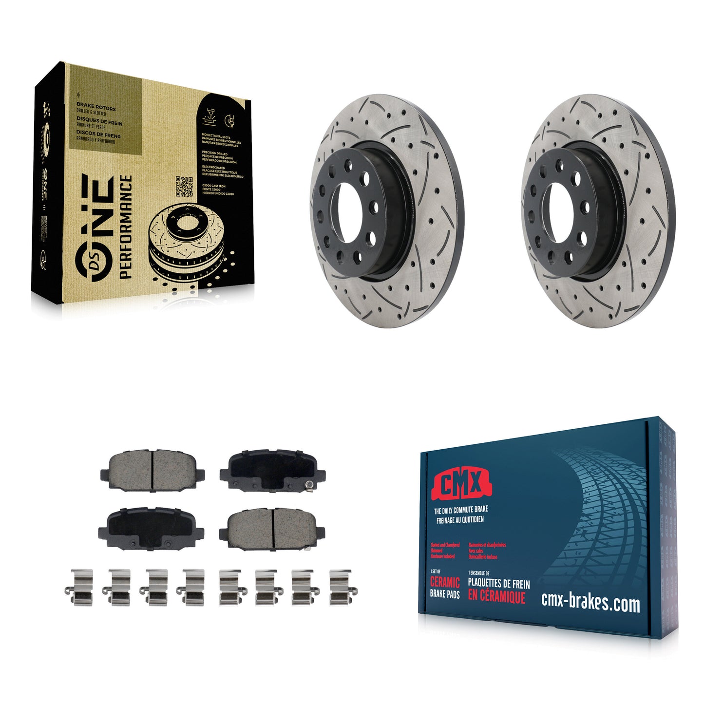 [Arrière] Kit de disque (percé rainuré revêtu) et plaquette (céramique) de frein pour Jeep Compass KDC-100973