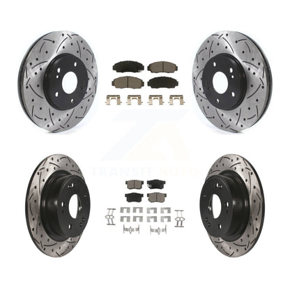 [Avant + Arrière] Kit de disque (percé rainuré revêtu) et plaquette (céramique) de frein pour 2006-2007 Honda Accord Hybrid avec 3.0L KDC-100975