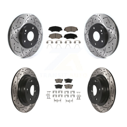 [Avant + Arrière] Kit de disque (percé rainuré revêtu) et plaquette (céramique) de frein pour 2005 Honda Accord Hybrid avec 3.0L KDC-100977
