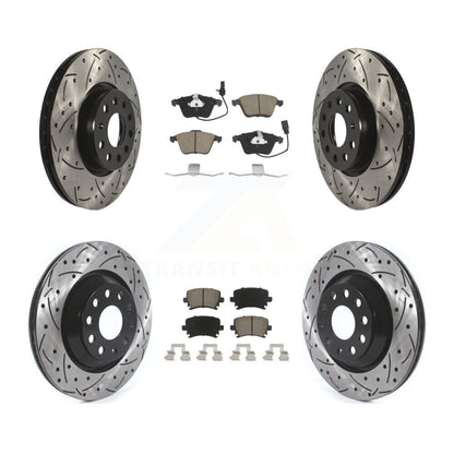 [Avant + Arrière] Kit de disque (percé rainuré revêtu) et plaquette (céramique) de frein pour Volkswagen CC KDC-100978