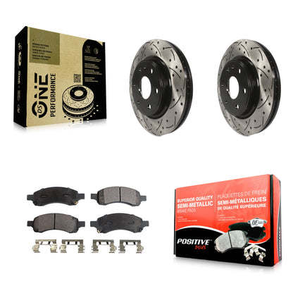 [Avant] Kit de disque (percé rainuré revêtu) et plaquette (semi-métallique) de frein pour Chevrolet Traverse GMC Acadia Buick Enclave Saturn Outlook Limited KDF-100005