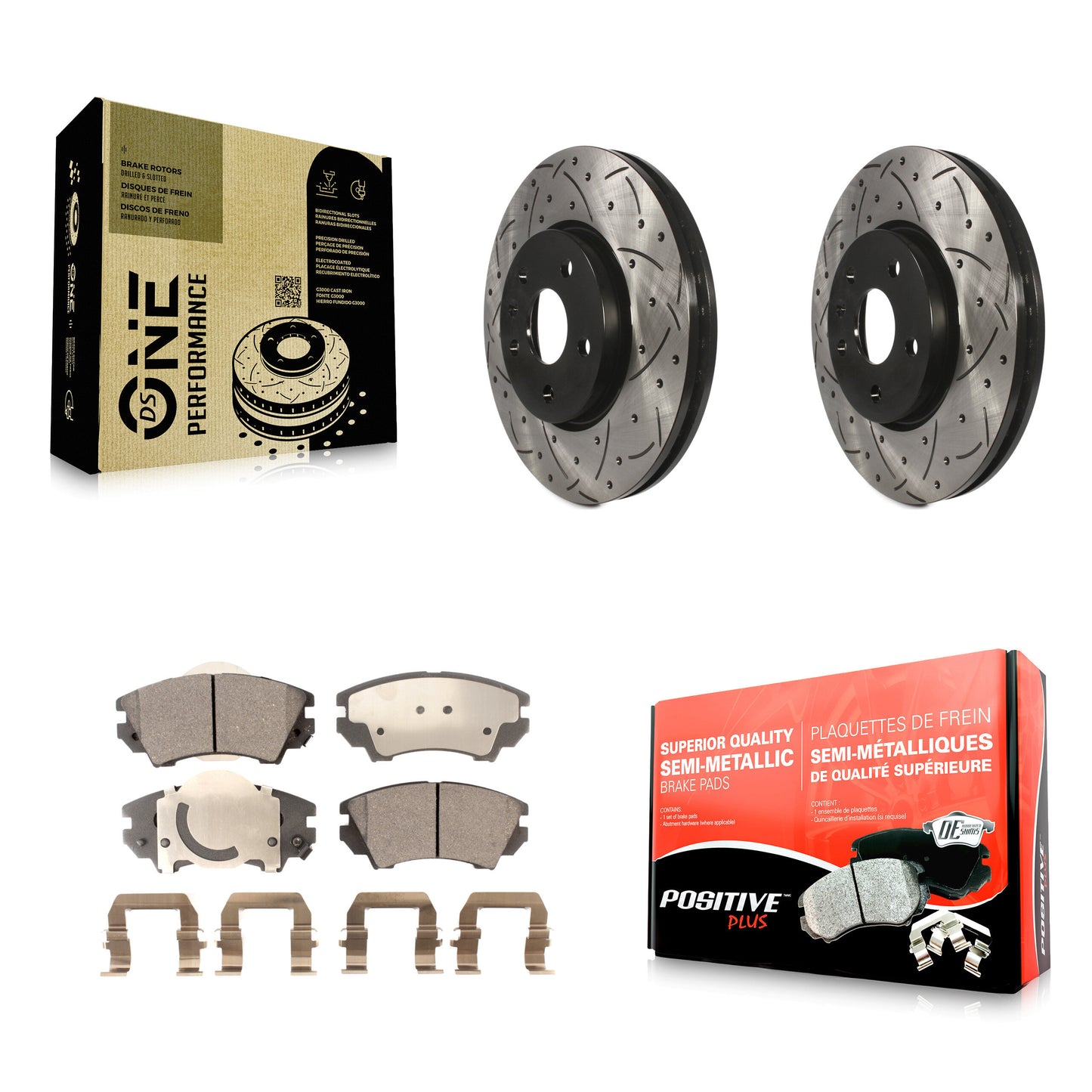 [Avant] Kit de disque (percé rainuré revêtu) et plaquette (semi-métallique) de frein pour 2010-2015 Chevrolet Camaro LT LS KDF-100006