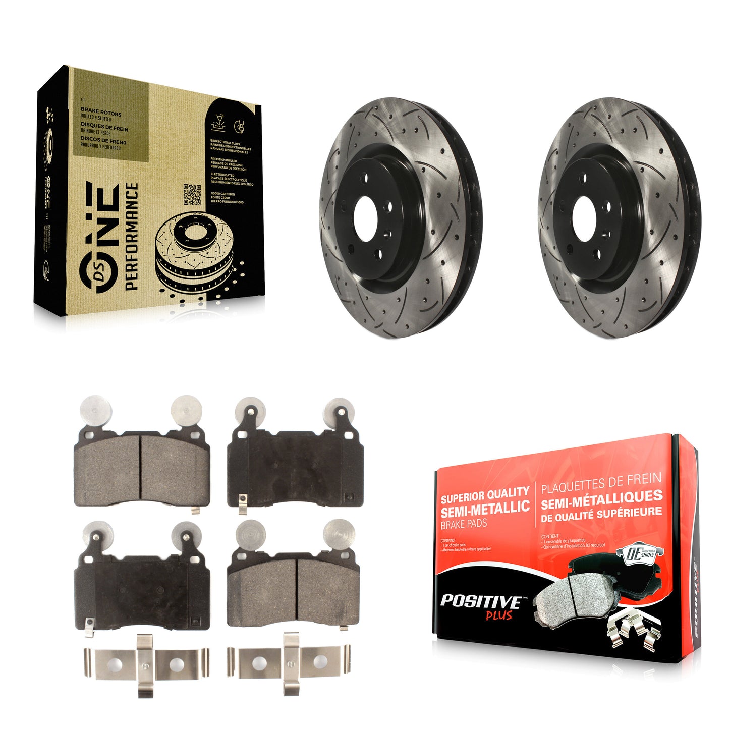 [Avant] Kit de disque (percé rainuré revêtu) et plaquette (semi-métallique) de frein pour Chevrolet Camaro SS KDF-100010
