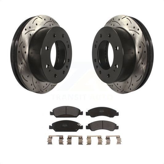 [Avant] Kit de disque (percé rainuré revêtu) et plaquette (semi-métallique) de frein pour Chevrolet Silverado 1500 Suburban KDF-100013 par Transit Auto