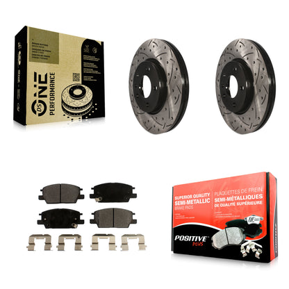 [Avant] Kit de disque (percé rainuré revêtu) et plaquette (semi-métallique) de frein pour Chevrolet Equinox Malibu GMC Terrain Buick LaCrosse Regal Sportback TourX KDF-100016
