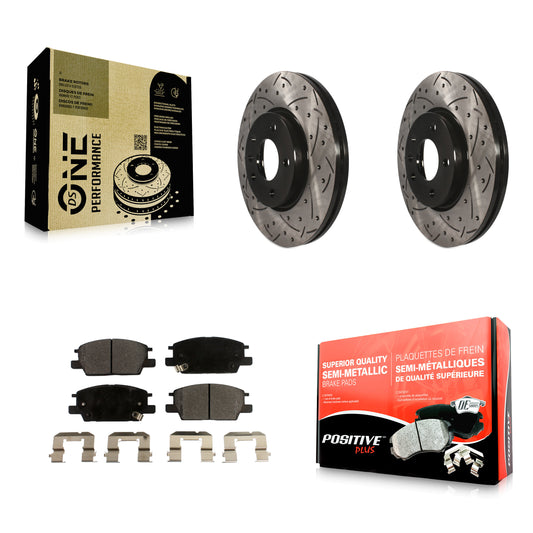 [Avant] Kit de disque (percé rainuré revêtu) et plaquette (semi-métallique) de frein pour Chevrolet Equinox Malibu GMC Terrain Buick LaCrosse Regal Sportback TourX KDF-100016
