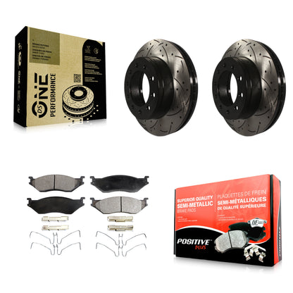 [Avant] Kit de disque (percé rainuré revêtu) et plaquette (semi-métallique) de frein pour Ford F-450 Super Duty F-550 International CF500 CF600 KDF-100020
