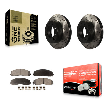 [Avant] Kit de disque (percé rainuré revêtu) et plaquette (semi-métallique) de frein pour Ford F-350 Super Duty F-250 KDF-100021