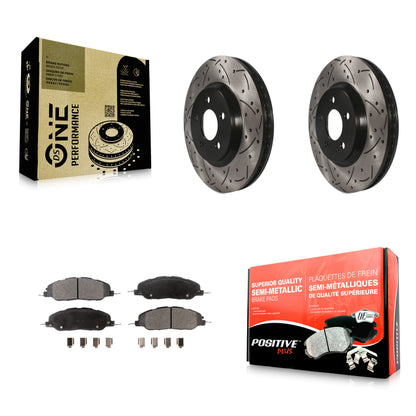 [Avant] Kit de disque (percé rainuré revêtu) et plaquette (semi-métallique) de frein pour Ford Mustang KDF-100022