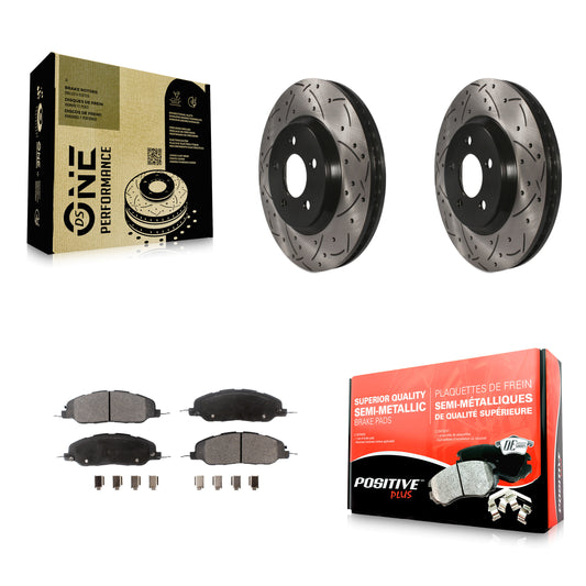 [Avant] Kit de disque (percé rainuré revêtu) et plaquette (semi-métallique) de frein pour Ford Mustang KDF-100022