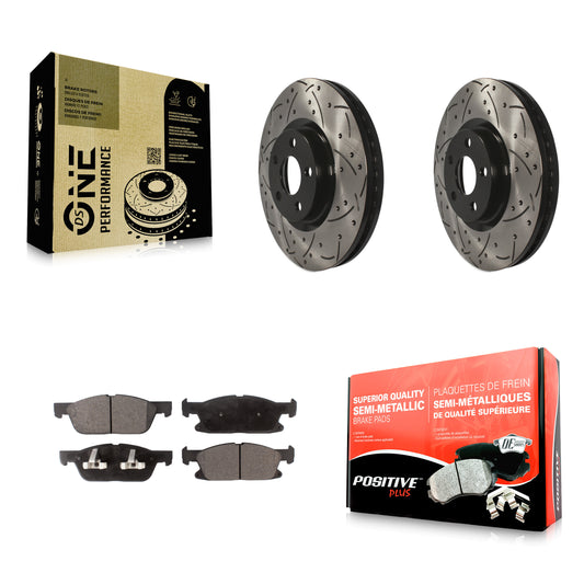 [Avant] Kit de disque (percé rainuré revêtu) et plaquette (semi-métallique) de frein pour Ford Edge KDF-100038