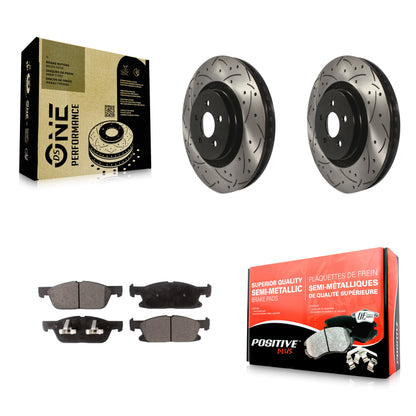 [Avant] Kit de disque (percé rainuré revêtu) et plaquette (semi-métallique) de frein pour Ford Edge Lincoln MKX Nautilus KDF-100040