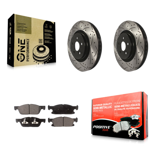[Avant] Kit de disque (percé rainuré revêtu) et plaquette (semi-métallique) de frein pour Ford Edge Lincoln MKX Nautilus KDF-100040