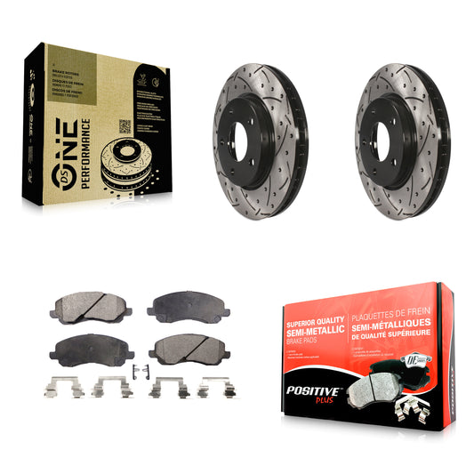 [Avant] Kit de disque (percé rainuré revêtu) et plaquette (semi-métallique) de frein pour Dodge Caliber Mitsubishi Lancer KDF-100046