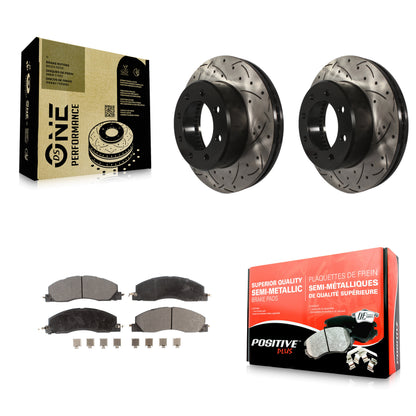 [Avant] Kit de disque (percé rainuré revêtu) et plaquette (semi-métallique) de frein pour Ram 2500 3500 1500 Dodge KDF-100051