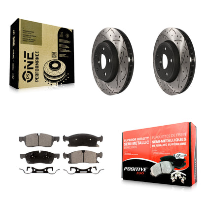 [Avant] Kit de disque (percé rainuré revêtu) et plaquette (semi-métallique) de frein pour Jeep Grand Cherokee Dodge Durango KDF-100052