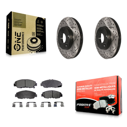 [Avant] Kit de disque (percé rainuré revêtu) et plaquette (semi-métallique) de frein pour 2011 Honda Civic GX KDF-100062