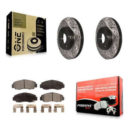 [Avant] Kit de disque (percé rainuré revêtu) et plaquette (semi-métallique) de frein pour Honda Accord Civic Acura CSX KDF-100066