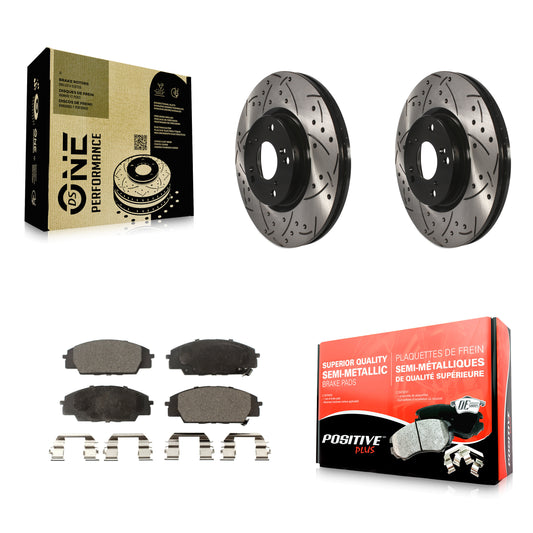 [Avant] Kit de disque (percé rainuré revêtu) et plaquette (semi-métallique) de frein pour Honda Civic Acura RSX CSX KDF-100069