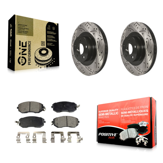 [Avant] Kit de disque (percé rainuré revêtu) et plaquette (semi-métallique) de frein pour Subaru Forester Impreza Outback XV Crosstrek Legacy Scion FR-S BRZ Toyota 86 KDF-100074