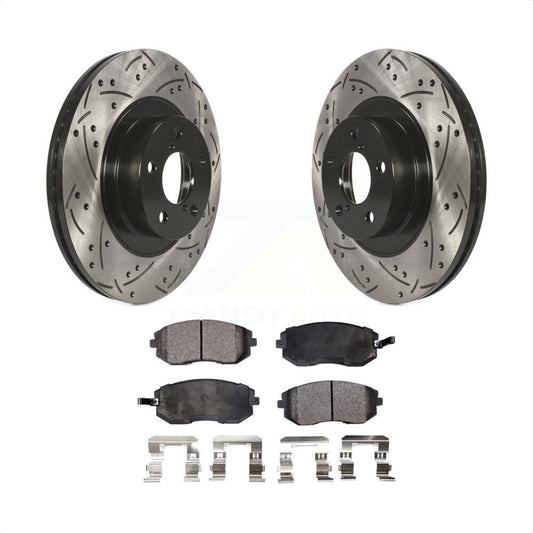 [Avant] Kit de disque (percé rainuré revêtu) et plaquette (semi-métallique) de frein pour Subaru Outback Forester Legacy Impreza Baja Saab 9-2X KDF-100076 par Transit Auto