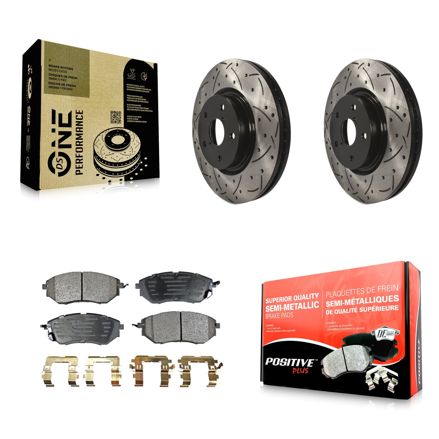 [Avant] Kit de disque (percé rainuré revêtu) et plaquette (semi-métallique) de frein pour Subaru Outback Legacy WRX Tribeca B9 KDF-100077