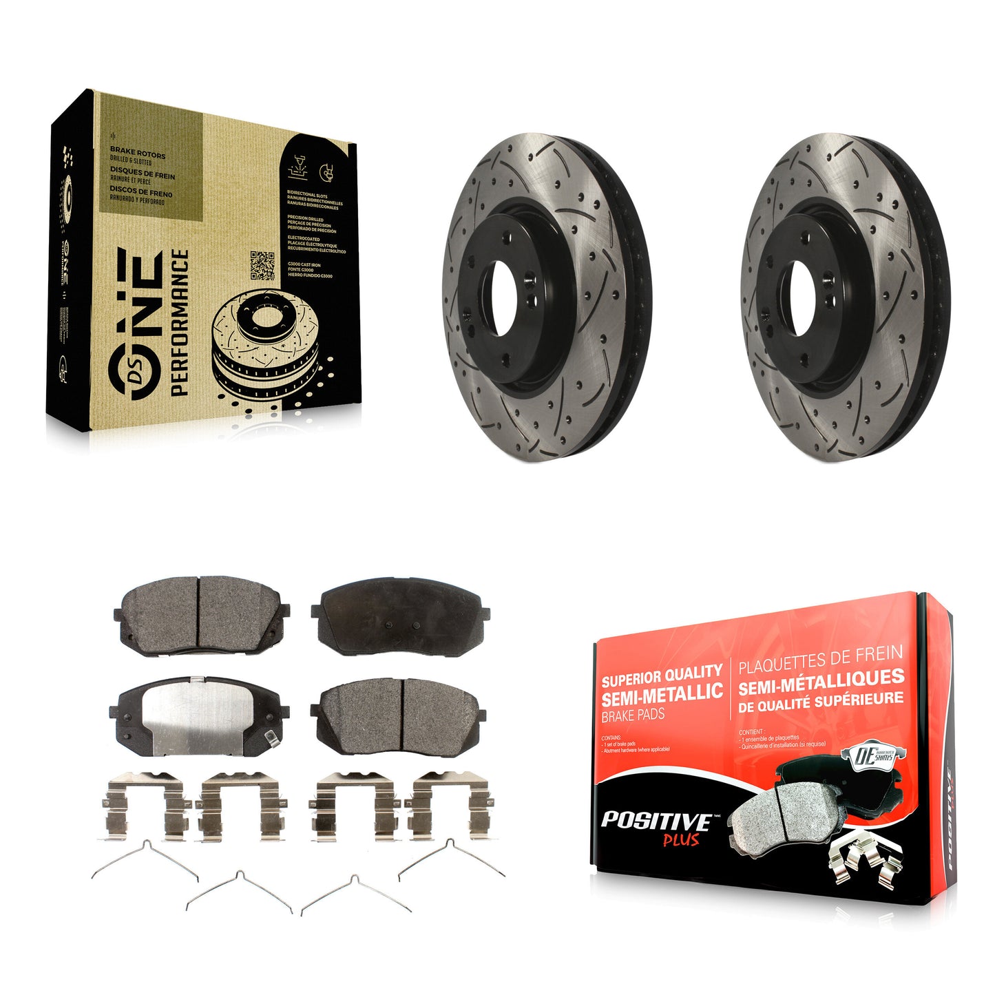 [Avant] Kit de disque (percé rainuré revêtu) et plaquette (semi-métallique) de frein pour 2016 Hyundai Sonata FULL HYBRID EV-GAS (FHEV) engine KDF-100092