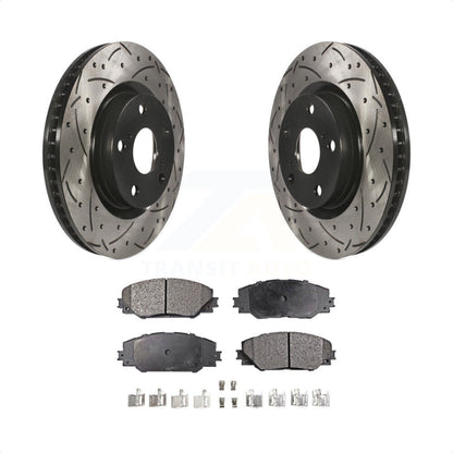 [Avant] Kit de disque (percé rainuré revêtu) et plaquette (semi-métallique) de frein pour Toyota RAV4 Scion tC Matrix Pontiac Vibe Corolla iM Mirai KDF-100097 par Transit Auto