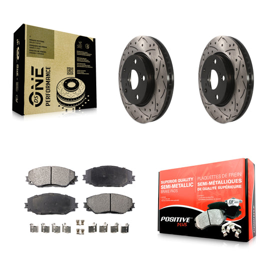 [Avant] Kit de disque (percé rainuré revêtu) et plaquette (semi-métallique) de frein pour Toyota RAV4 Scion xB Prius V Lexus HS250h KDF-100099