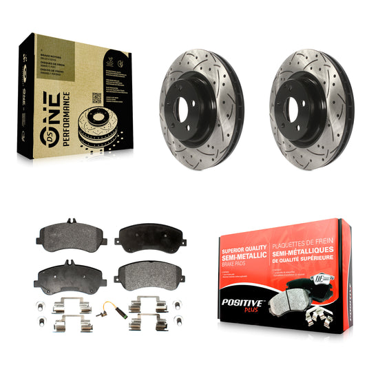 [Avant] Kit de disque (percé rainuré revêtu) et plaquette (semi-métallique) de frein pour Mercedes-Benz GLK350 GLK250 KDF-100103
