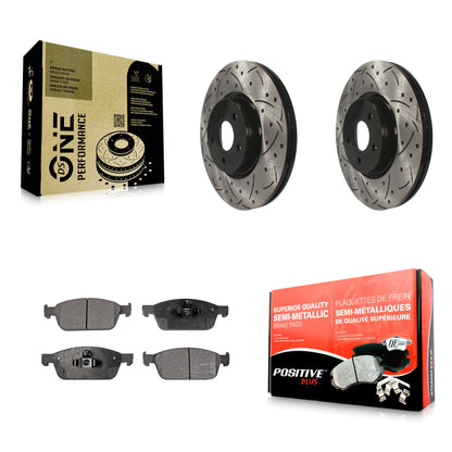 [Avant] Kit de disque (percé rainuré revêtu) et plaquette (semi-métallique) de frein pour Ford Escape Connect Lincoln MKC KDF-100106