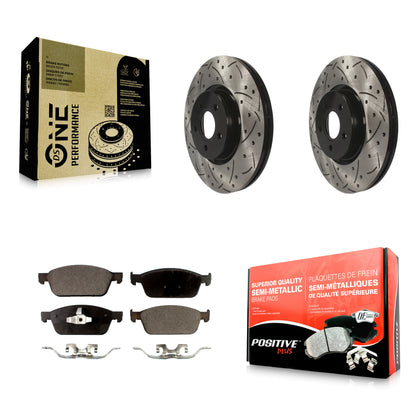 [Avant] Kit de disque (percé rainuré revêtu) et plaquette (semi-métallique) de frein pour Ford Focus ST KDF-100107