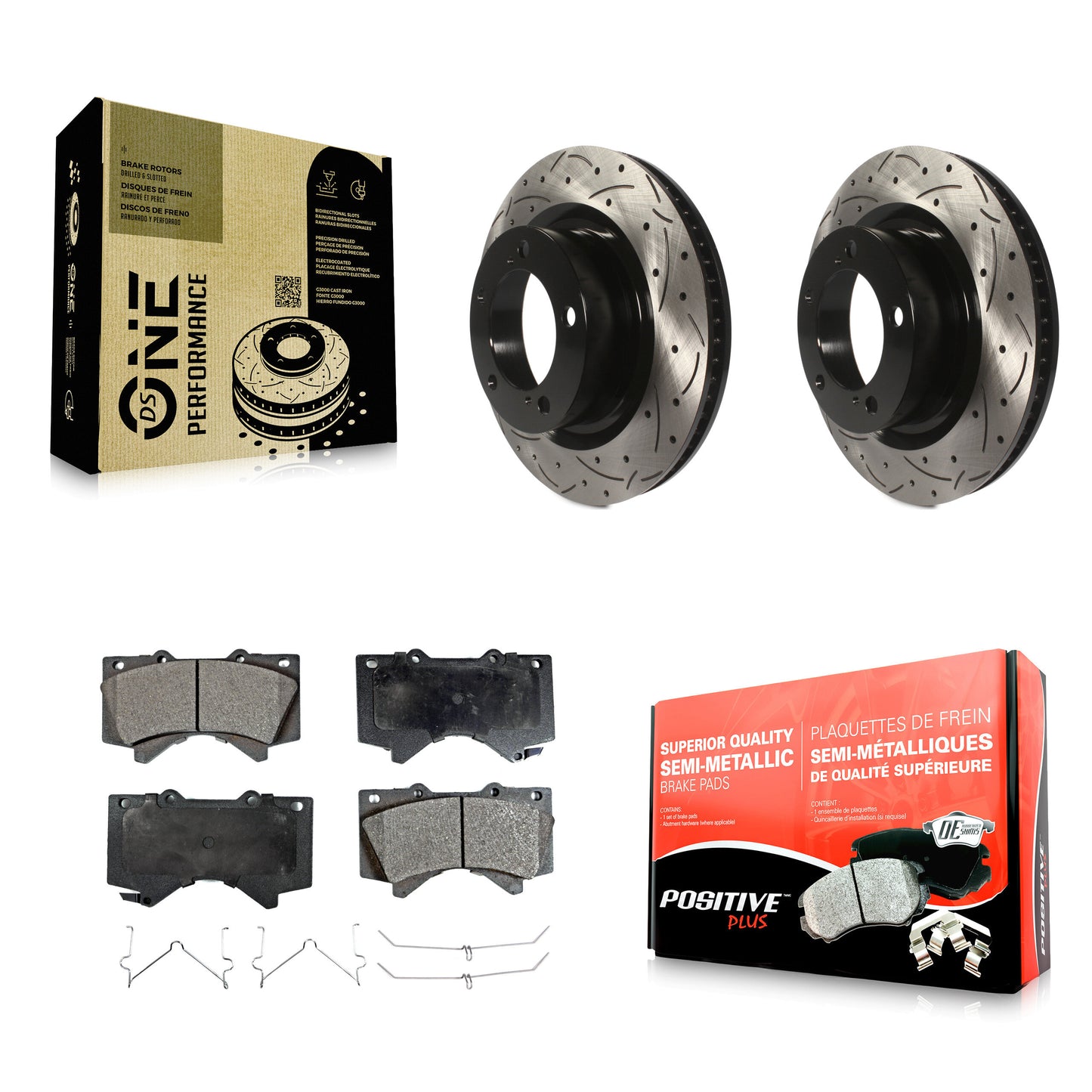 [Avant] Kit de disque (percé rainuré revêtu) et plaquette (semi-métallique) de frein pour Toyota Tundra Sequoia Lexus LX570 Land Cruiser KDF-100110