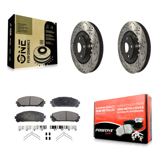 [Avant] Kit de disque (percé rainuré revêtu) et plaquette (semi-métallique) de frein pour Toyota Highlander Sienna Lexus RX350 NX200t NX300 RX450h NX300h KDF-100117