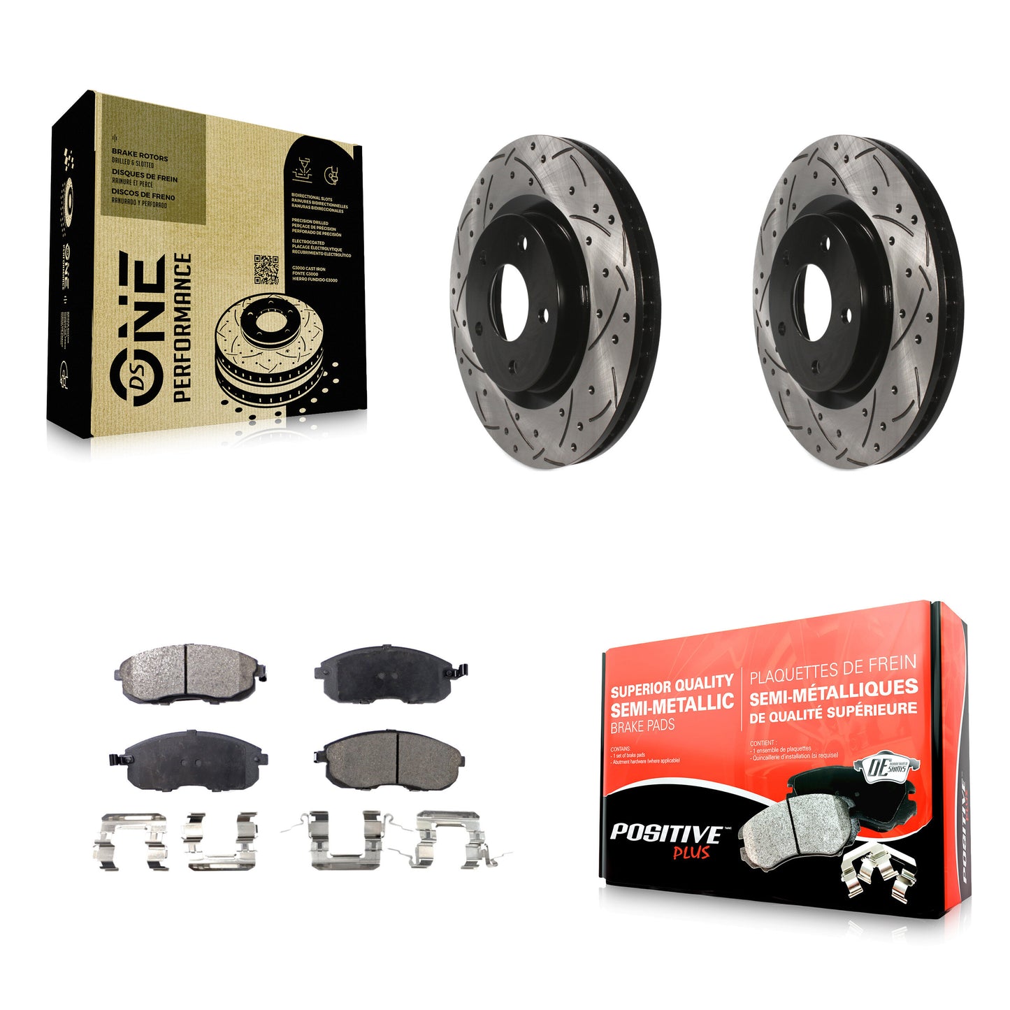 [Avant] Kit de disque (percé rainuré revêtu) et plaquette (semi-métallique) de frein pour 2007-2012 Nissan Sentra SE-R KDF-100119