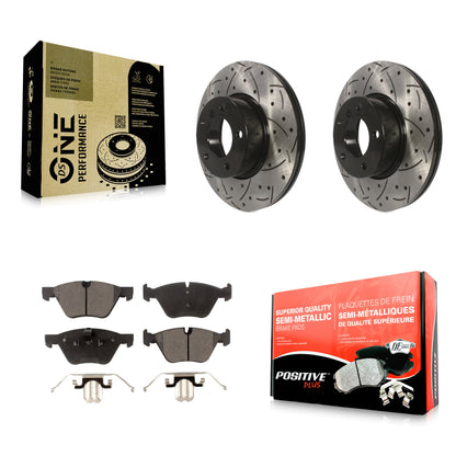 [Avant] Kit de disque (percé rainuré revêtu) et plaquette (semi-métallique) de frein pour 2008 BMW 328xi To 08 07 KDF-100121