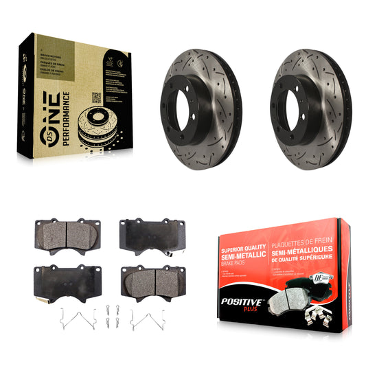 [Avant] Kit de disque (percé rainuré revêtu) et plaquette (semi-métallique) de frein pour Toyota Tacoma 4Runner FJ Cruiser KDF-100127