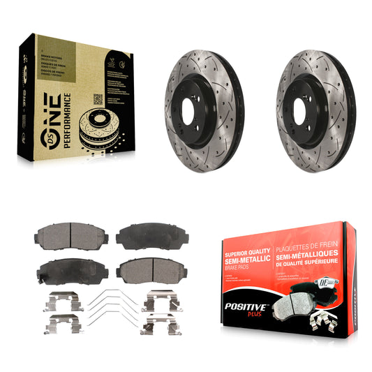 [Avant] Kit de disque (percé rainuré revêtu) et plaquette (semi-métallique) de frein pour 2011-2014 Honda Odyssey KDF-100130