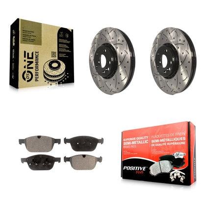 [Avant] Kit de disque (percé rainuré revêtu) et plaquette (semi-métallique) de frein pour 2010-2015 Volvo XC60 KDF-100134