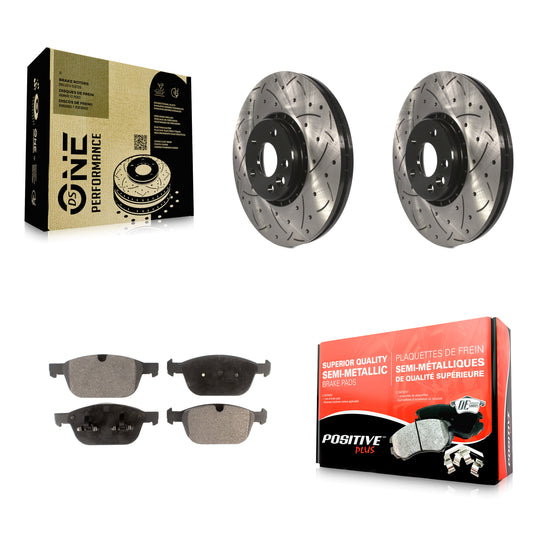 [Avant] Kit de disque (percé rainuré revêtu) et plaquette (semi-métallique) de frein pour 2010-2015 Volvo XC60 KDF-100134