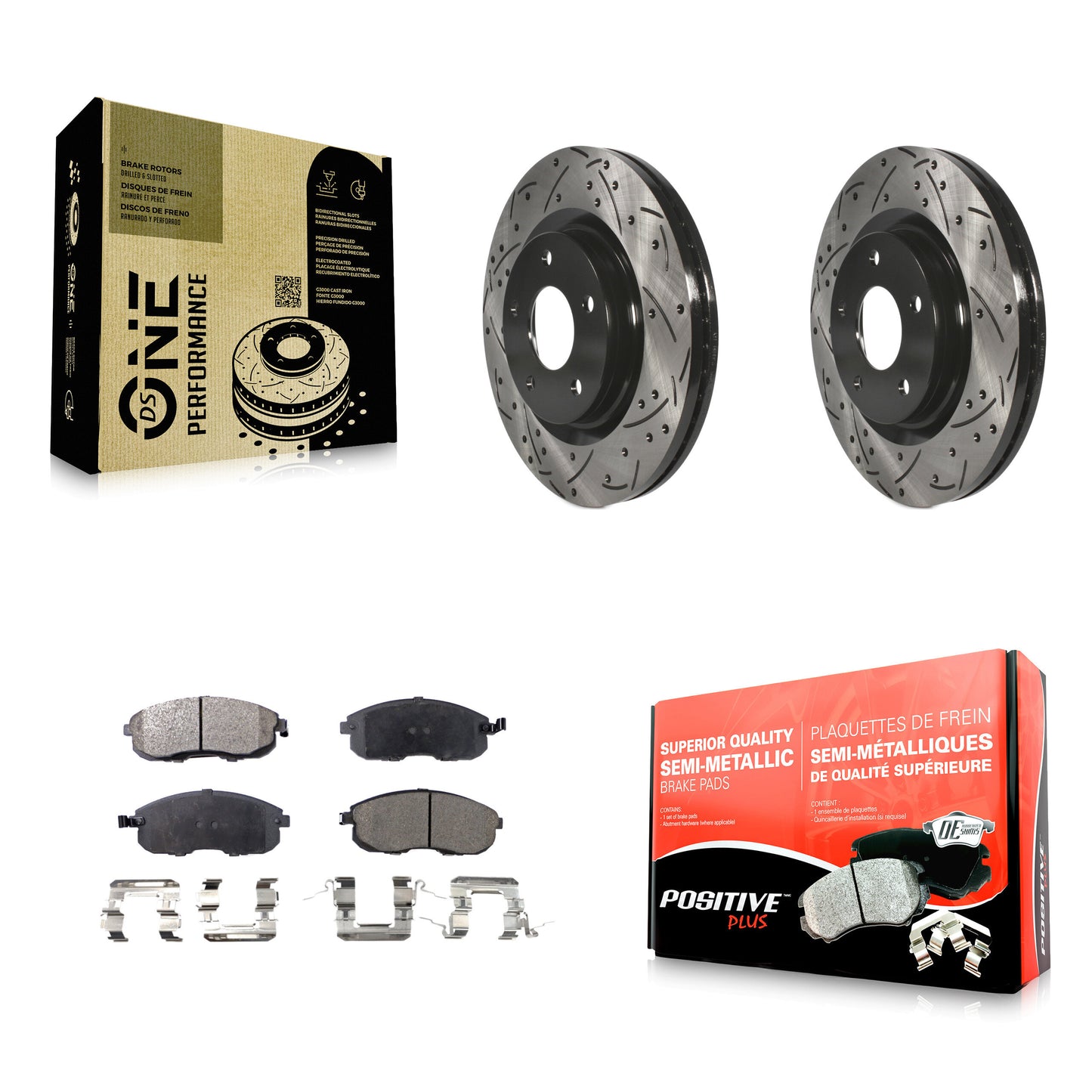 [Avant] Kit de disque (percé rainuré revêtu) et plaquette (semi-métallique) de frein pour Nissan Sentra Juke KDF-100139