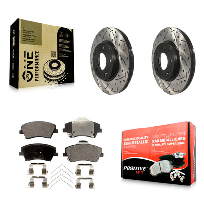 [Avant] Kit de disque (percé rainuré revêtu) et plaquette (semi-métallique) de frein pour Hyundai Elantra KDF-100143