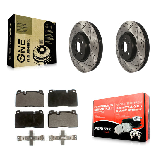 [Avant] Kit de disque (percé rainuré revêtu) et plaquette (semi-métallique) de frein pour Audi Q5 KDF-100148
