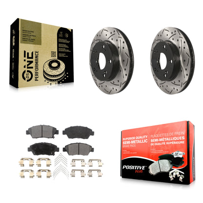 [Avant] Kit de disque (percé rainuré revêtu) et plaquette (semi-métallique) de frein pour Honda Civic Acura ILX KDF-100153