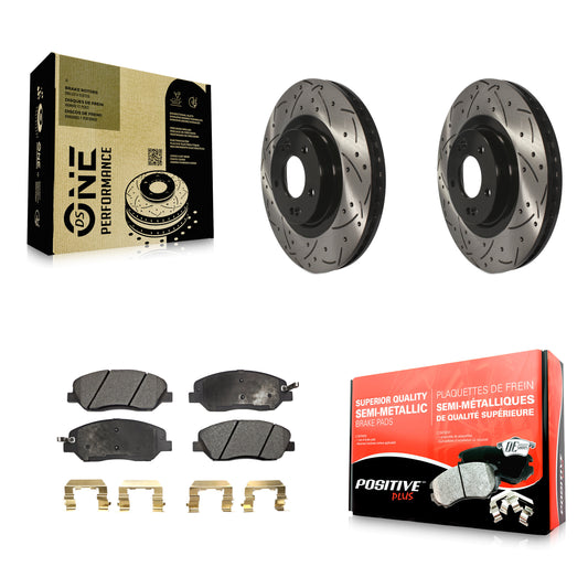 [Avant] Kit de disque (percé rainuré revêtu) et plaquette (semi-métallique) de frein pour 2013-2016 Hyundai Santa Fe XL 3.3L KDF-100154