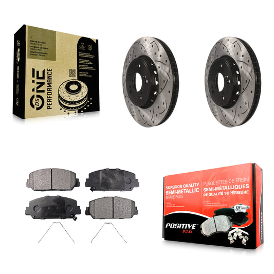 [Avant] Kit de disque (percé rainuré revêtu) et plaquette (semi-métallique) de frein pour Acura RDX ILX KDF-100160