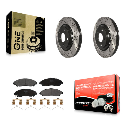 [Avant] Kit de disque (percé rainuré revêtu) et plaquette (semi-métallique) de frein pour Honda Pilot Acura MDX Ridgeline KDF-100165