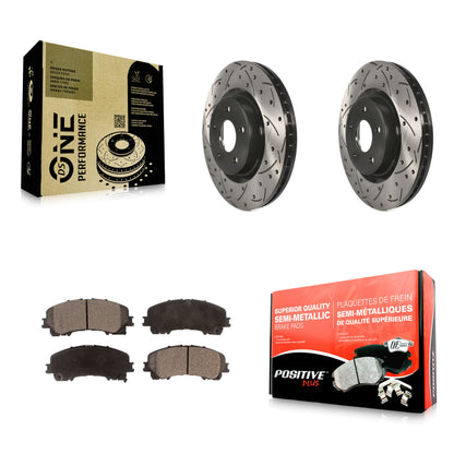 [Avant] Kit de disque (percé rainuré revêtu) et plaquette (semi-métallique) de frein pour INFINITI Q50 QX50 Q60 KDF-100167